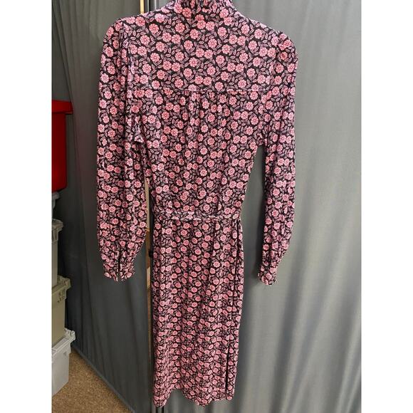 Boden Midi Shirt Dress Women's 8R Column Purple Black Floral Wild Rose B98 - Picture 8 of 8